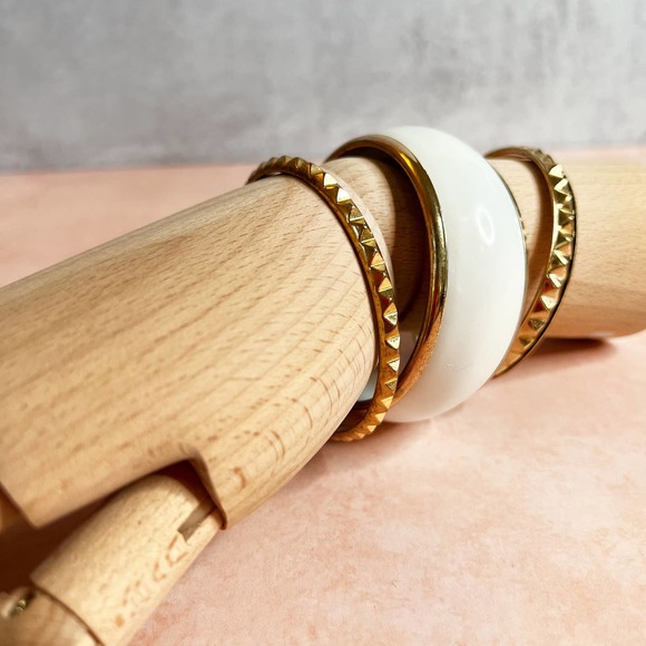 Gold and white bangle bracelet stacker bundle - Picture 5 of 5